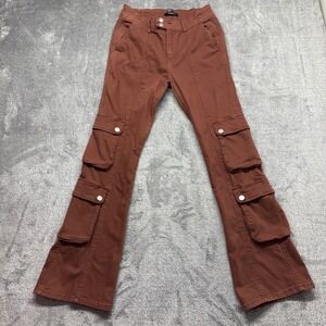 Forever 21 Cargo Pants Women Size L Brown Good Flare Leg Multi-Pocket Y2K